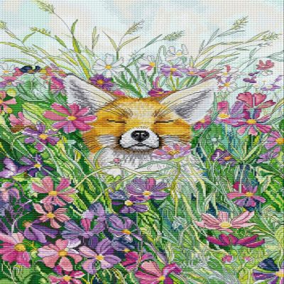 Awesocrafts The Tipsy Fox Pre-Printed Cross-Stitch Kit, 14-Count, 2 Strands