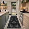 Ymural Black Hallway Runner Rug 100 x 600 cm, Washable, Non-Slip, Vintage Short-Pile Polyester view 2