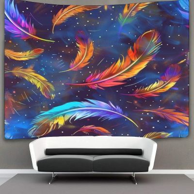 VFKLZCNYR 3D Print Feather Wall Tapestry, 180 x 230 cm