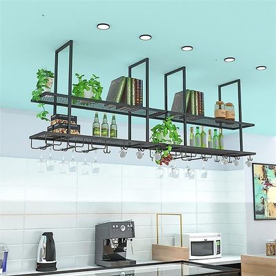 Wall-Mounted Hanging Wine Rack and Display Shelf