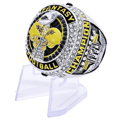 guancrown 2025 Fantasy Football Championship Ring Award Trophy, FFL Champion Ring, Size 9, Zinc, White Diamond