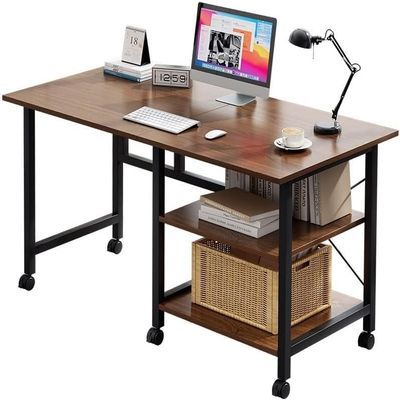 MZBDYYF Rolling Computer Desk with Wheels, Folding Workstation with Storage Shelves