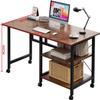 MZBDYYF Rolling Computer Desk with Wheels, Folding Workstation with Storage Shelves view 2
