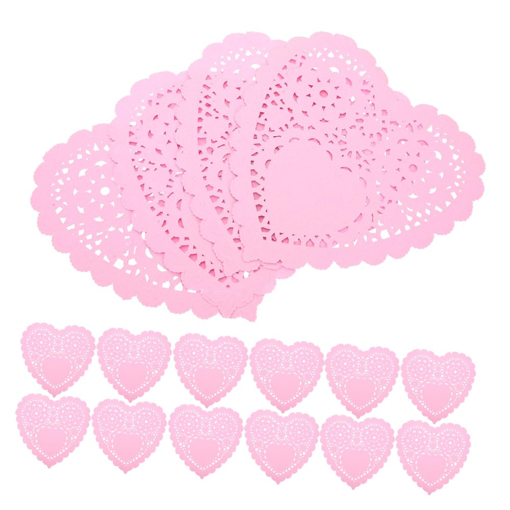 CIYODO 100 Small Heart-Shaped Paper Doilies for Valentine's Day Table Decor