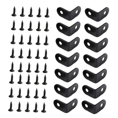 SOLUSTRE 20-Piece Black Stainless Steel L-Brackets with Screws