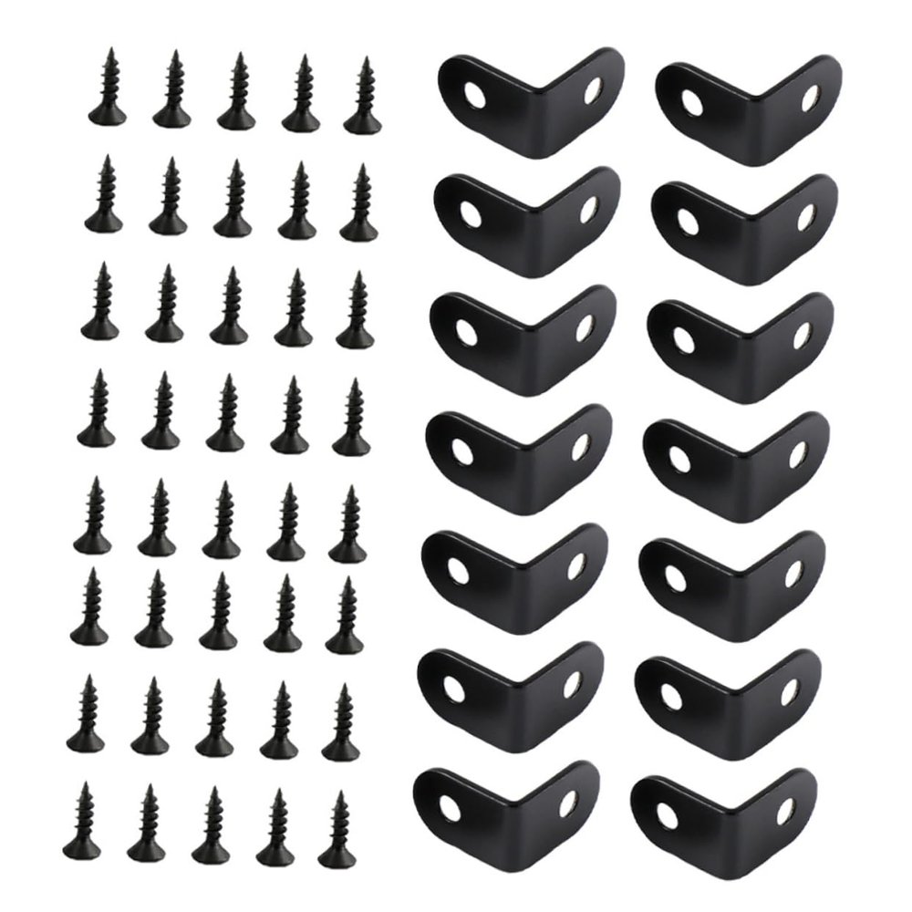 SOLUSTRE 20-Piece Black Stainless Steel L-Brackets with Screws