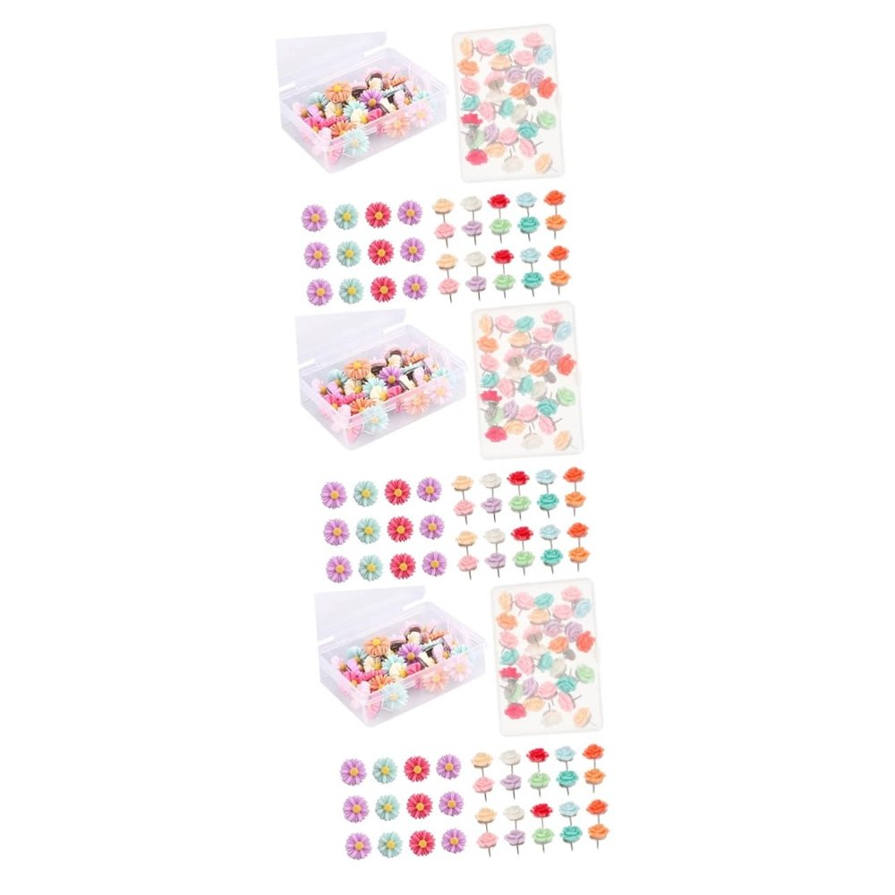 HOODANCOS 180-Piece Resin Push Pins, Daisy Flower Memo Buttons, Reusable Decorative Pushpins for Notes, Office and Home