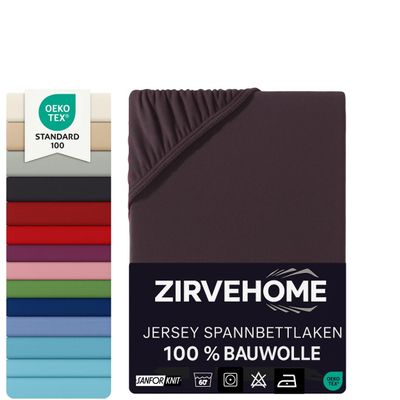 Fitted Sheet 90x200–100x200 cm - 100% Cotton Jersey Fitted Sheet - Comfortable Sheet for Mattresses up to 25 cm High, Brown