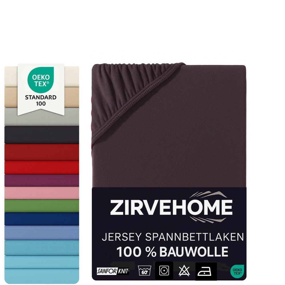 Fitted Sheet 90x200–100x200 cm - 100% Cotton Jersey Fitted Sheet - Comfortable Sheet for Mattresses up to 25 cm High, Brown