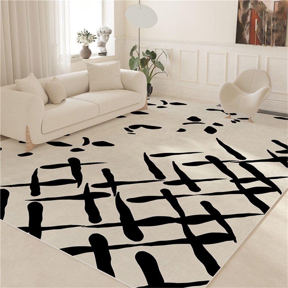 Modern Abstract Area Rug for Living Room, Natural, 200 x 300 cm
