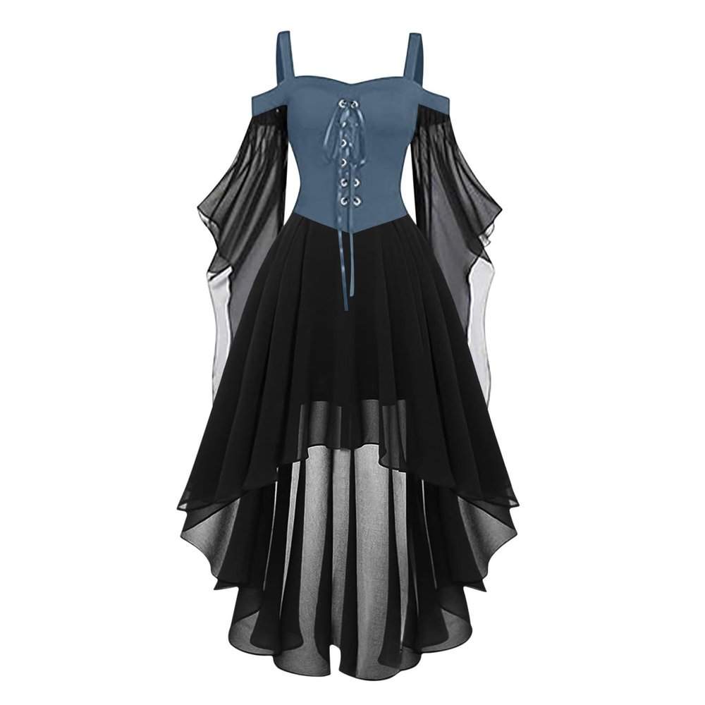 FASLOLSDP Women's Medieval Renaissance Gothic Maxi Dress