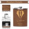 Personalized Engraved Stainless Steel Flask Set, 8 oz/237 ml, Brown view 3