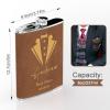 Personalized Engraved Stainless Steel Flask Set, 8 oz/237 ml, Brown view 4
