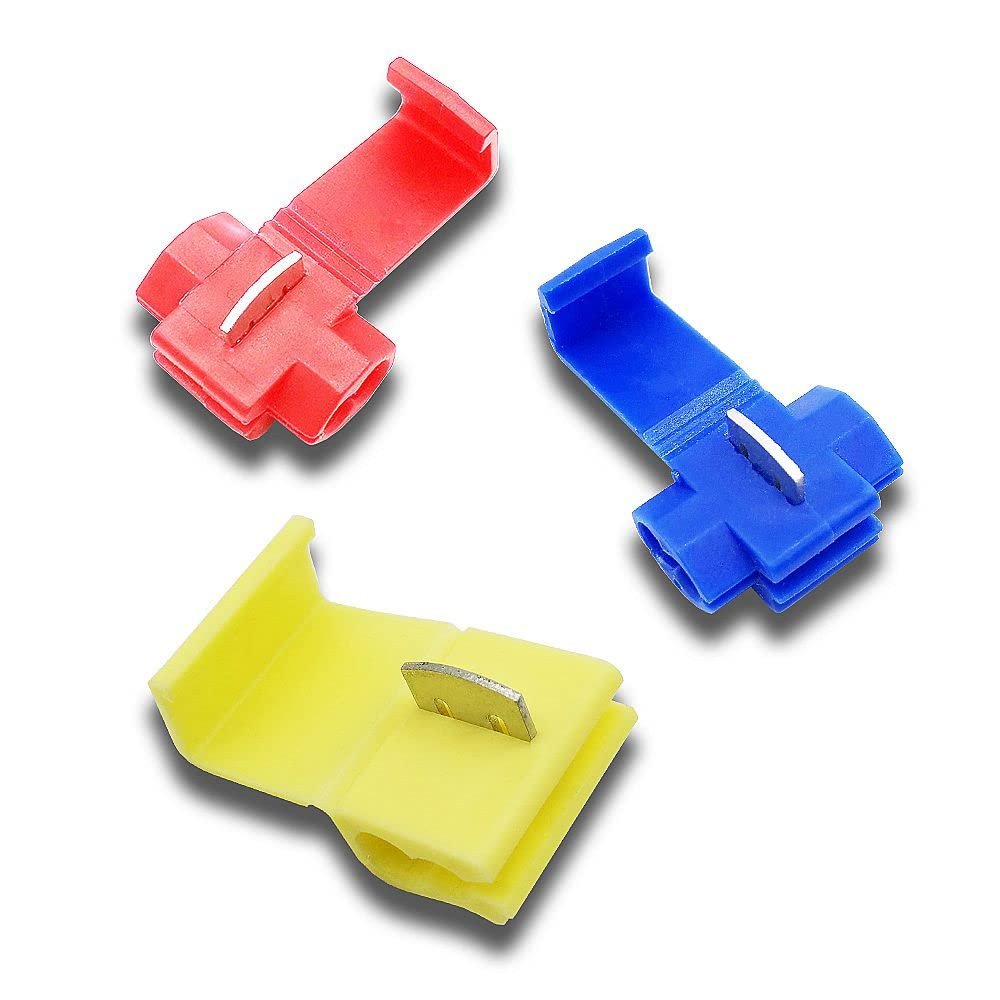AUOQKQUT Locking Color Wire Cable Connectors, Quick-Splice Crimp Terminals, Non-Destructive Without Cutting the Wire, AWG 22–18 (G878100), Red, 50 pcs