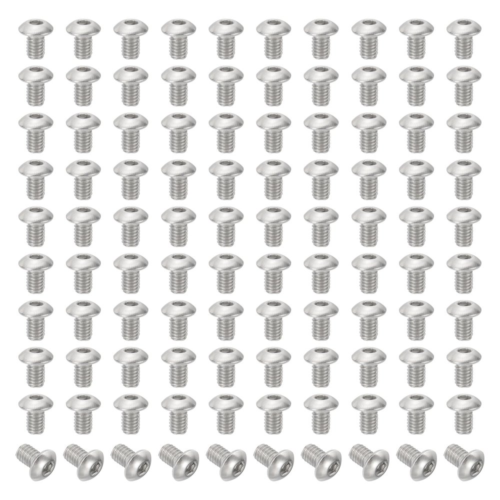 PATIKIL M4 × 6 mm 304 Stainless Steel Hex Socket Button Head Screws, 100-Pack