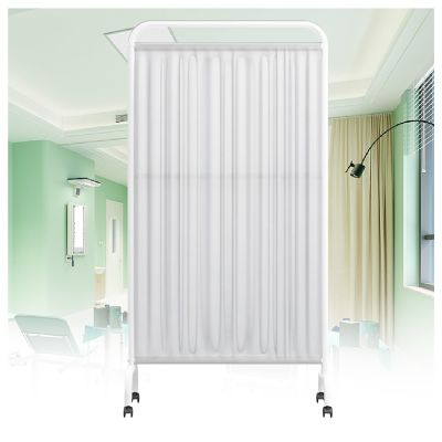 Rolling Privacy Screen Room Divider with Wheels, White, 4 Panels