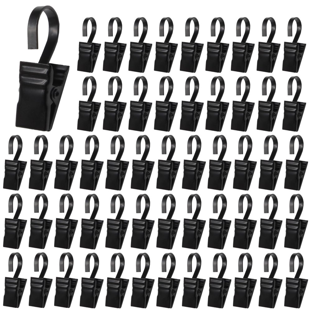 Murtenze 60-Pack Small Black Curtain Hooks with Clips