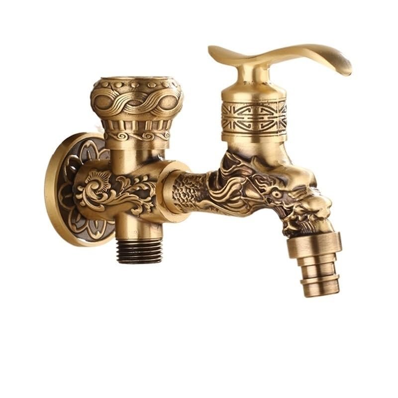 Wall-Mounted Antique Dragon Brass Faucet
