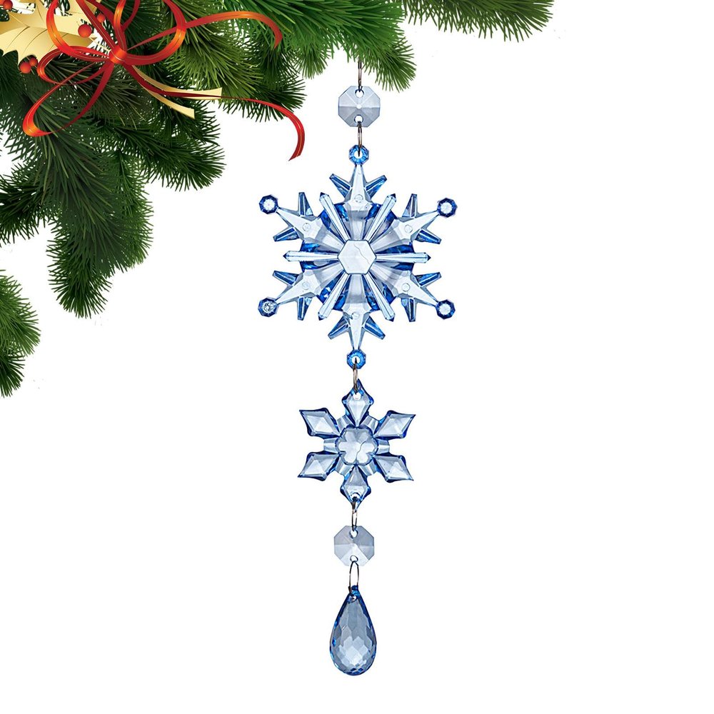 Snowflake Christmas Ornaments, Acrylic Glitter Decorations