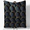 Geometric Honeycomb Kids’ Plush Sherpa Blanket, 150 x 200 cm, Black and Gold view 1