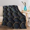 Geometric Honeycomb Kids’ Plush Sherpa Blanket, 150 x 200 cm, Black and Gold view 2