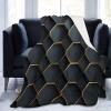 Geometric Honeycomb Kids’ Plush Sherpa Blanket, 150 x 200 cm, Black and Gold view 4