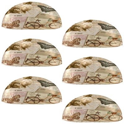 VAPOKF 6-Piece Semicircular Drawer Pulls, Vintage Rose, Butterfly & Bicycle Designs