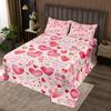feelingyou Valentine's Day Bedspread for Kids, Watercolor Heart Pattern, Pink and Gold Tie-Dye Quilt Set with 1 Pillow Sham, S Size view 1