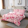 feelingyou Valentine's Day Bedspread for Kids, Watercolor Heart Pattern, Pink and Gold Tie-Dye Quilt Set with 1 Pillow Sham, S Size view 2