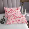 feelingyou Valentine's Day Bedspread for Kids, Watercolor Heart Pattern, Pink and Gold Tie-Dye Quilt Set with 1 Pillow Sham, S Size view 3