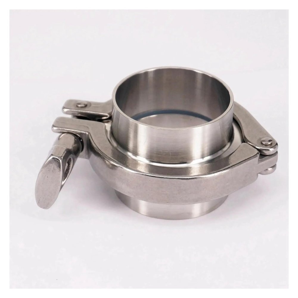VWWJCCRO A Set: 51 mm O/D Tri-Clamp Weld Ferrule, Tri-Clamp and Silicone Gasket, 304 Stainless Steel
