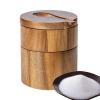 Salt Shaker with Rotating Lid and Integrated Spoon, Double-Layer Spice Container view 1