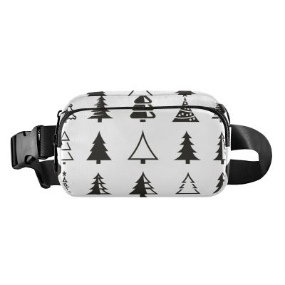 Multipurpose Waist Bag with Adjustable Strap, Christmas Tree Illustration