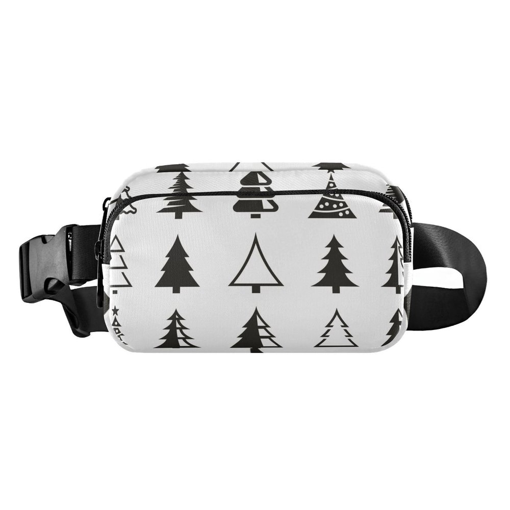 Multipurpose Waist Bag with Adjustable Strap, Christmas Tree Illustration