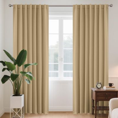 Joydeco Beige Blackout Curtains with Hidden Loops