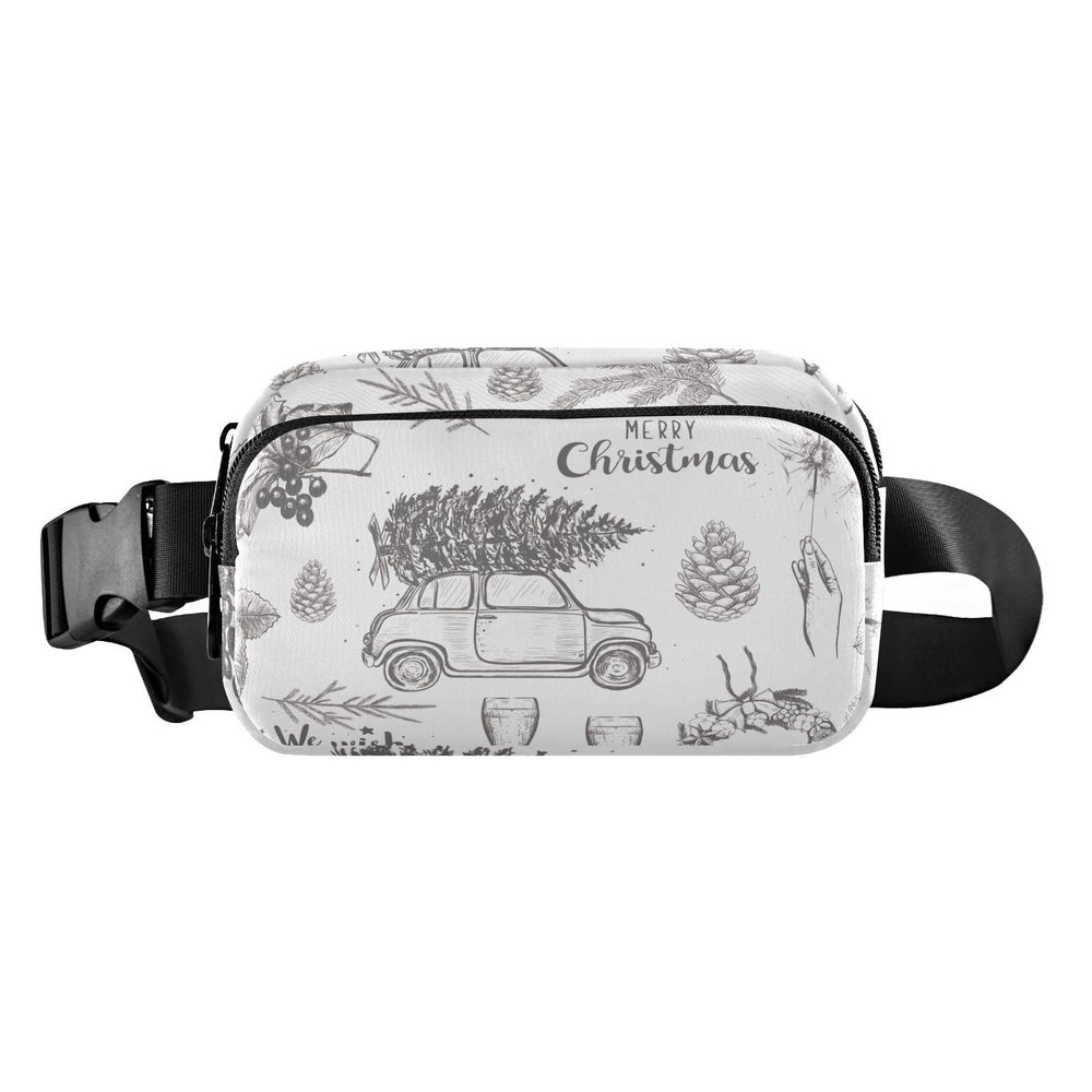 Women's, Men's & Teens' Crossbody Wallet Mini Waist Bag with Adjustable Strap, Christmas Pattern