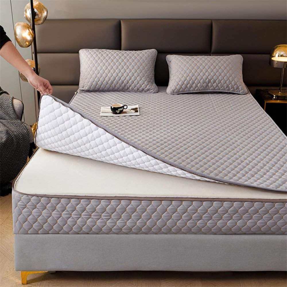 Encasement Mattress Cover 140x200/180x200/160x200 cm with Zipper, Removable Microfiber Fitted Sheet for Box Spring Beds, Toppers and Mattresses 12–35 cm Deep (Gray, 180x200 + 25 cm)