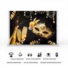 Aoihrraan 9 x 6 ft Masquerade Party Backdrop, Golden Mask, Champagne Ribbon, Glitter Dots, Beads and Halos, Black Night Photography Background view 4