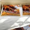 MOKOSAISE Modern Temple Architecture Golden Ginkgo Leaves 3-Piece Duvet Cover Set, 260 x 240 cm view 4