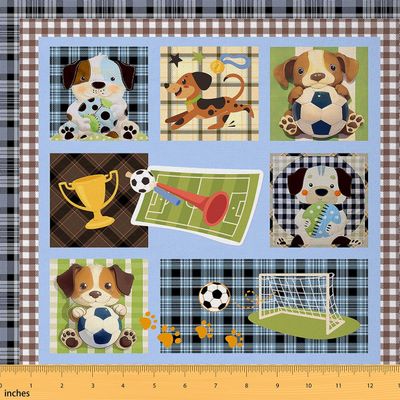 Loussiesd Cute Dog Fabric by the Yard, 920 x 150 cm, Football Theme, Waterproof Outdoor Upholstery Fabric
