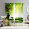 Hiseng 2-Piece Voile Curtain Set, Nature Landscape Lake, Semi-Sheer Sliding Panels, 108 x 137 cm, Bamboo view 1