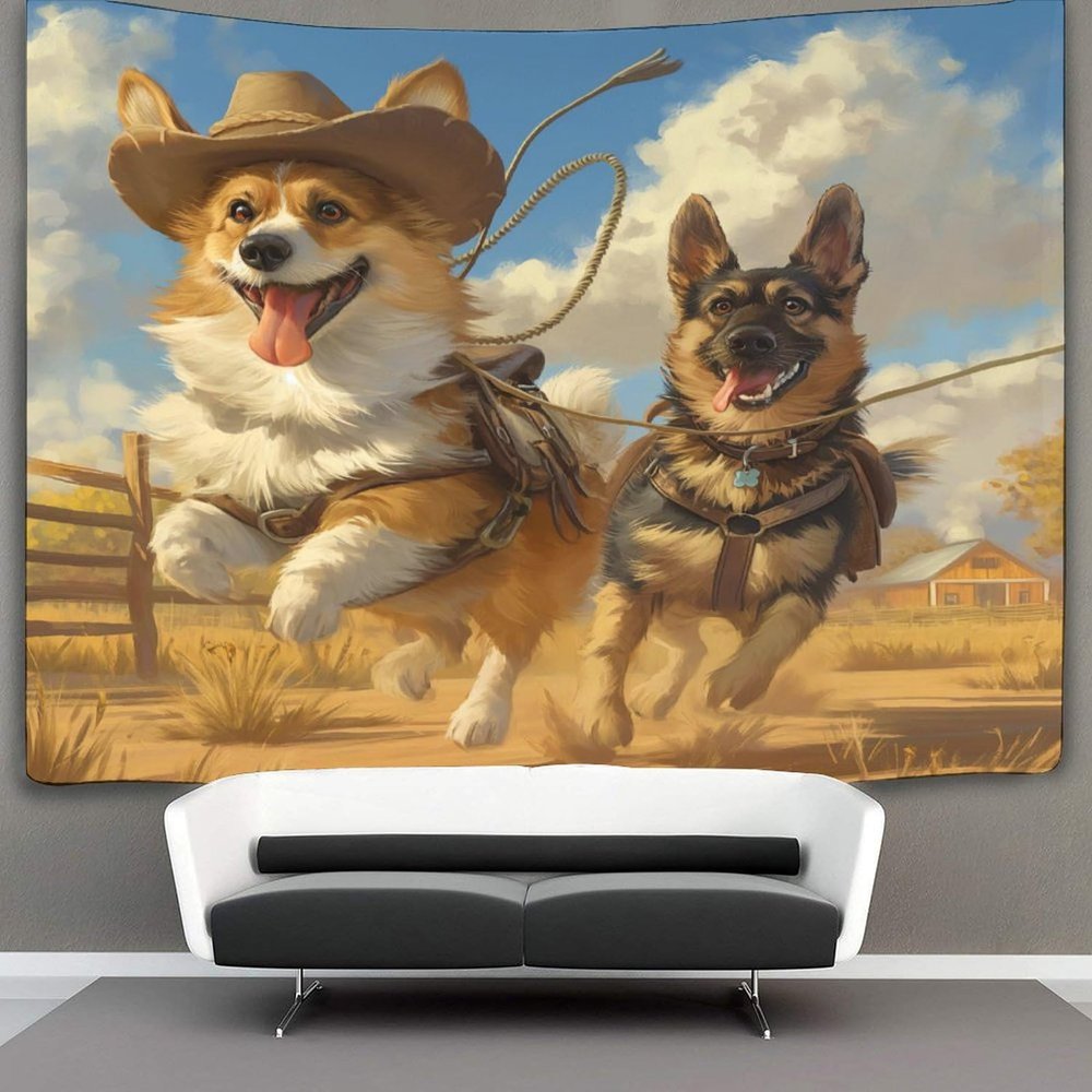 VFKLZCNYR 3D German Shepherd Tapestry, Wall Hanging Poster Decor for Bedroom, Living Room, Dorm, 39.4 x 59.1 in