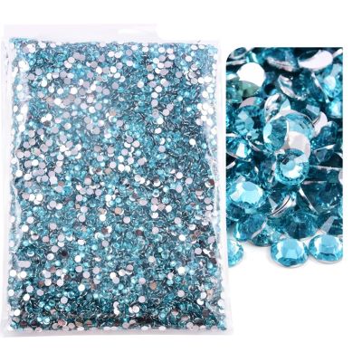 WJLYDM Flatback Silver-Backed Resin Non-Hotfix Rhinestones, Aquamarine 7, 4 mm SS16, 10,000 Pieces