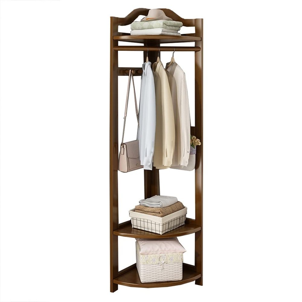 Corner Hall Tree with Shoe Storage and Coat Rack