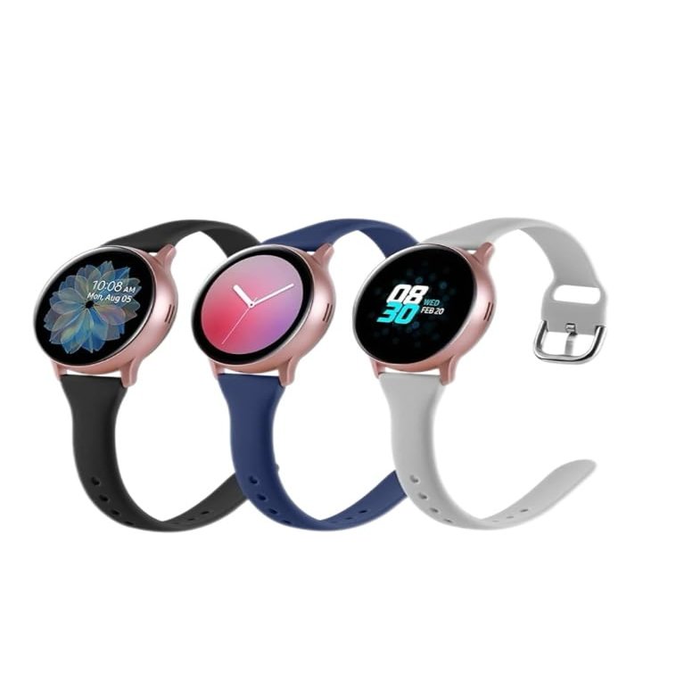 JunXiangRui Mastten Silicone Bands for Galaxy Watch, Black + Blue + Gray, 20 mm