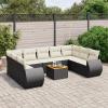 Xichuzi 10-Piece Garden Sofa Set with Cushions, Black Poly Rattan view 1