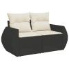 Xichuzi 10-Piece Garden Sofa Set with Cushions, Black Poly Rattan view 4