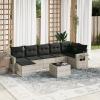 Xichuzi 8-Piece Garden Sofa Set with Cushions, Light Gray Poly Rattan view 1