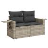 Xichuzi 8-Piece Garden Sofa Set with Cushions, Light Gray Poly Rattan view 3