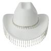 WLNEXT Beaded and Tassel Cowgirl Hat, Crystal, White view 1